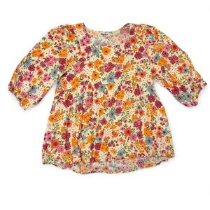 Haptics Floral Boho Peasant Babydoll Blouse Top Womens Medium Cottage Maximalist